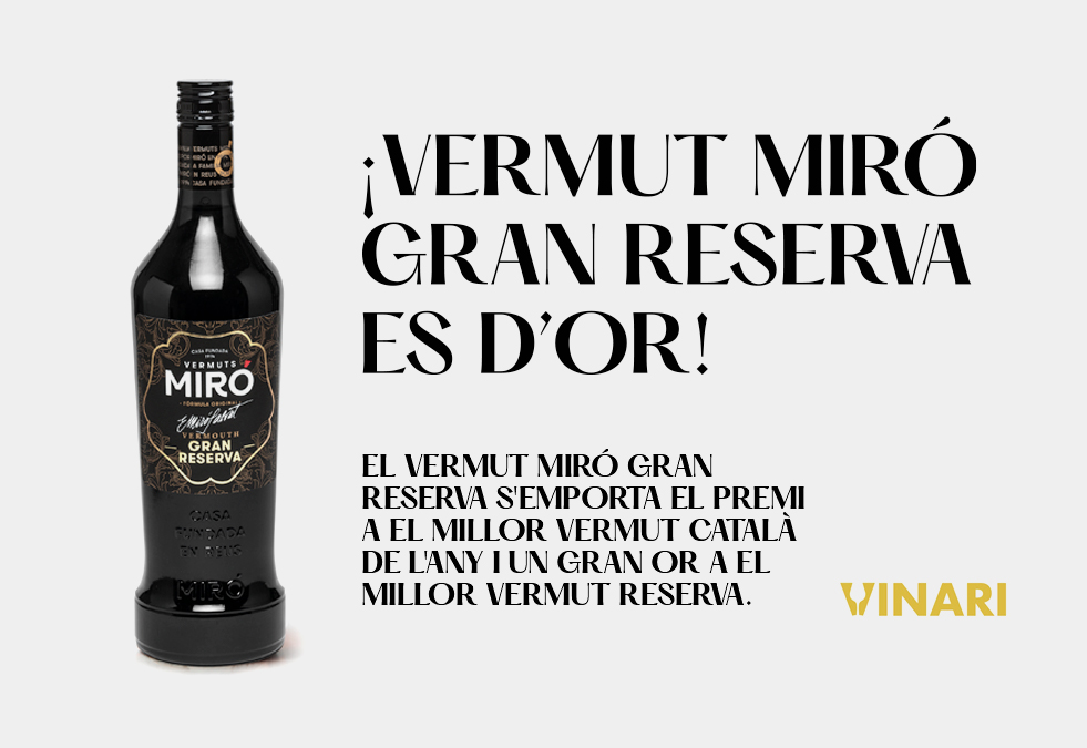 El Vermut Miró Gran Reserva s’emporta el premi al millor vermut català de l’any i un Gran Or en el millor vermut negre reserva